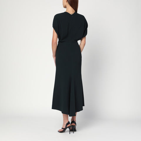 Victoria Beckham Victoria Beckham Dark green midi dress in satin