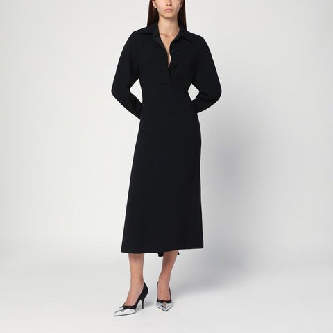 Victoria Beckham Victoria Beckham Black satin shirt dress midi