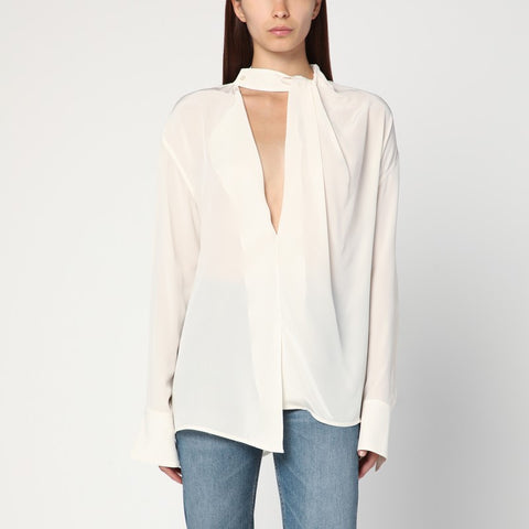 Victoria Beckham Victoria Beckham Ivory draped silk blouse