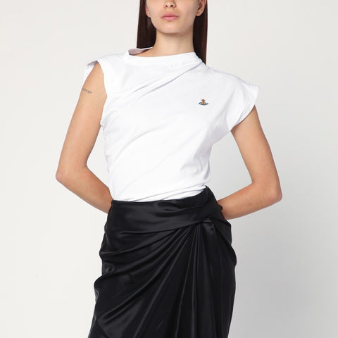 Vivienne Westwood Vivienne Westwood Asymmetric white T-shirt with Orb logo