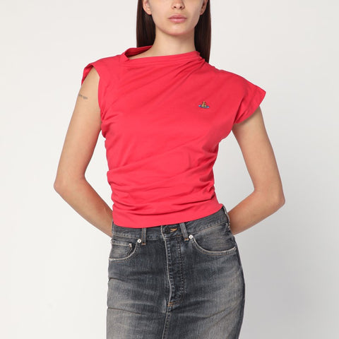 Vivienne Westwood Vivienne Westwood Asymmetric red T-shirt with Orb logo