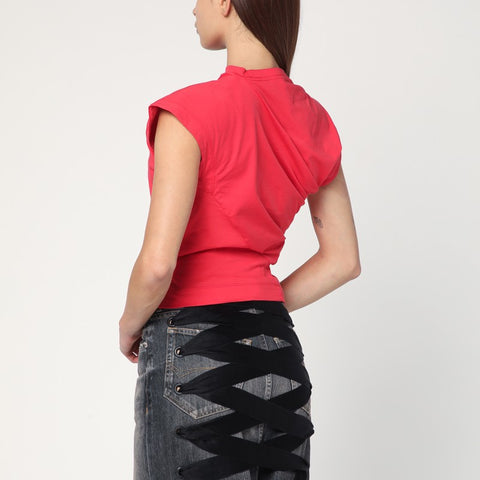 Vivienne Westwood Vivienne Westwood Asymmetric red T-shirt with Orb logo