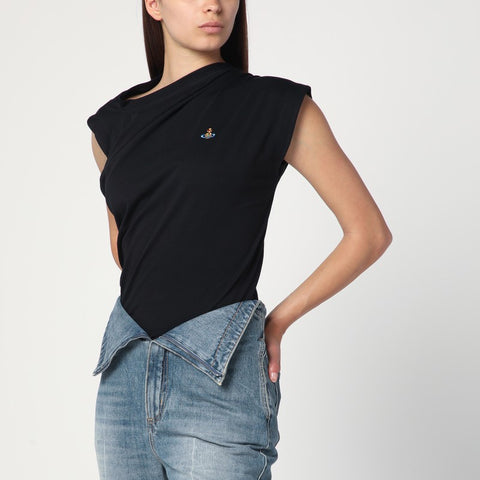 Vivienne Westwood Vivienne Westwood Asymmetric black T-shirt with Orb logo