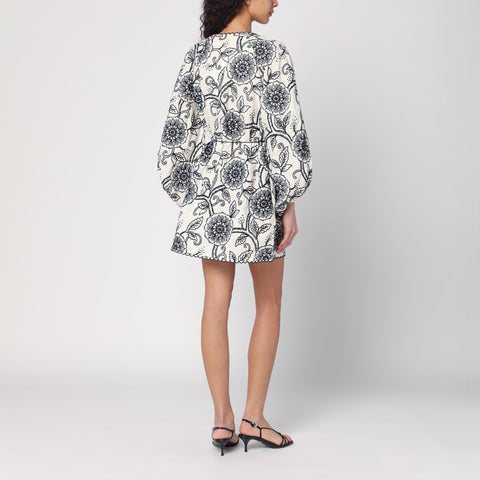 Zimmermann ZIMMERMANN Tallow ivory/black mini dress in linen