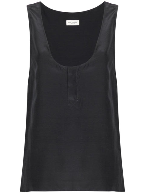 Saint Laurent Saint Laurent Henley-neck silk tank top