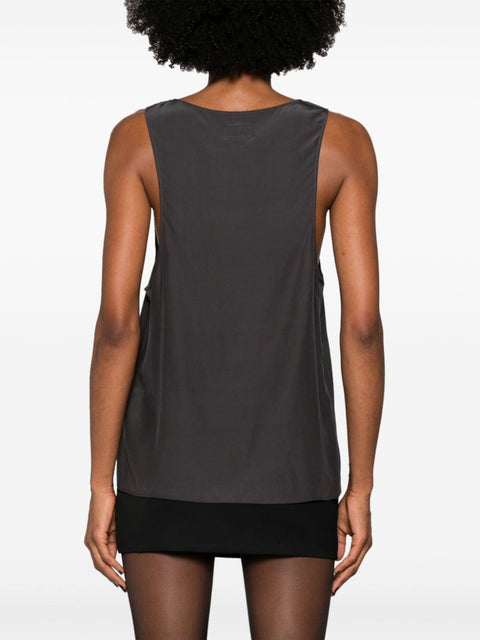 Saint Laurent Saint Laurent Henley-neck silk tank top
