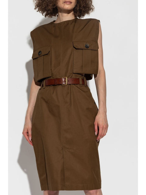 Saint Laurent Saint Laurent belted cotton midi dress