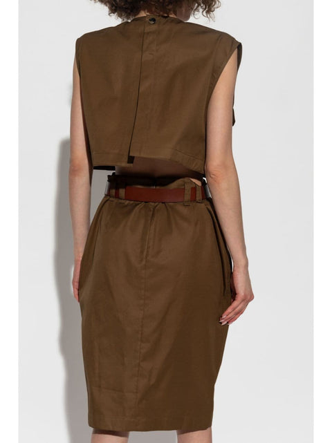 Saint Laurent Saint Laurent belted cotton midi dress