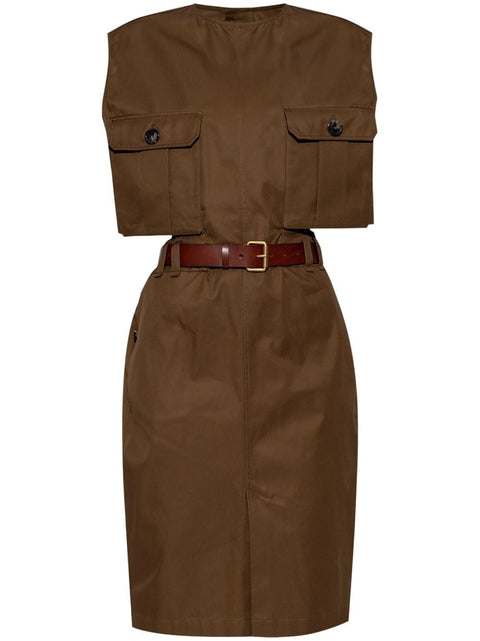 Saint Laurent Saint Laurent belted cotton midi dress