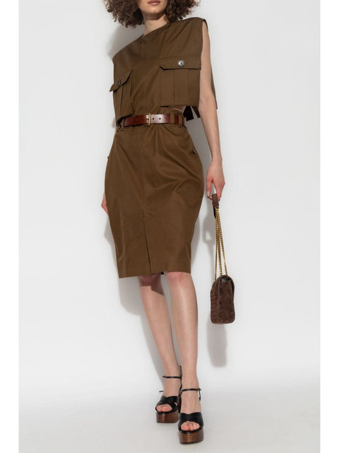 Saint Laurent Saint Laurent belted cotton midi dress
