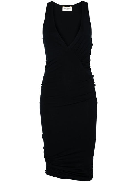 Saint Laurent Saint Laurent ruched V-neck mini dress