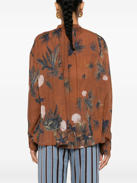 Forte Forte Forte Forte mix-print semi-sheer shirt