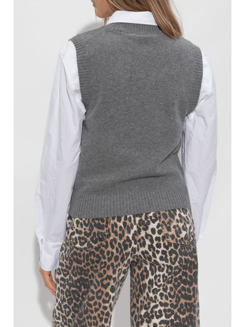 Ganni Ganni wool vest with logo