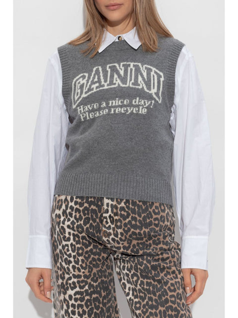 Ganni Ganni wool vest with logo