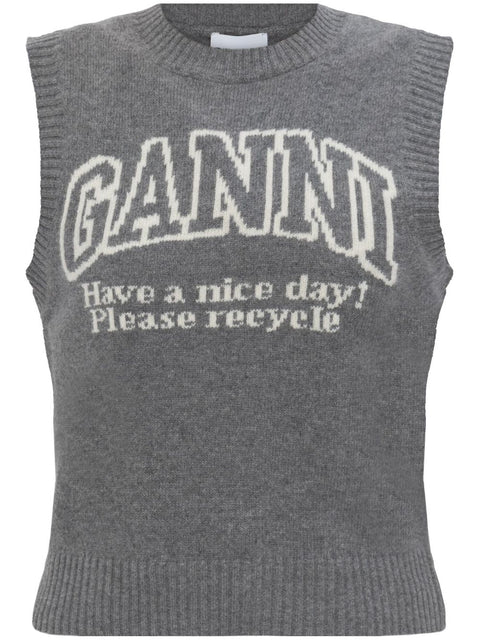 Ganni Ganni wool vest with logo