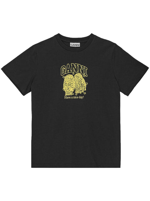 Ganni Ganni Basic Jersey Owls Relaxed T-shirt