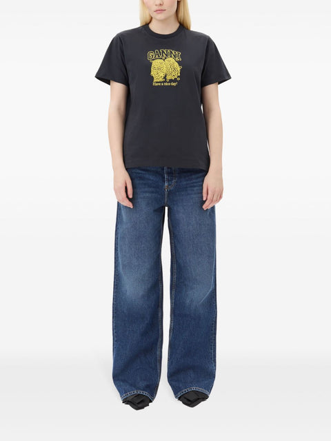 Ganni Ganni Basic Jersey Owls Relaxed T-shirt
