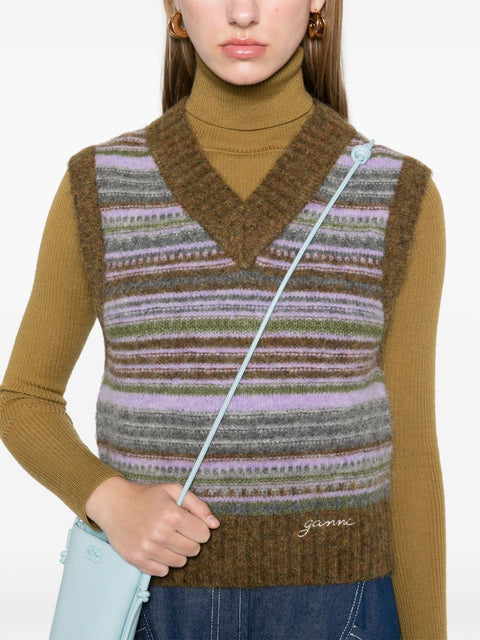 Ganni Ganni Striped v-neck vest