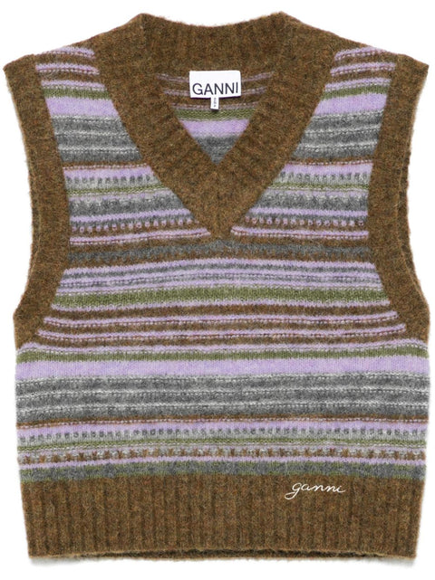 Ganni Ganni Striped v-neck vest