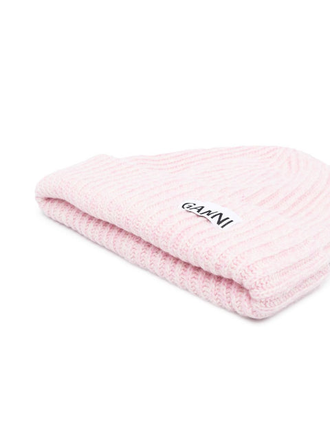 Ganni Ganni Oversized Wool Rib Knit Beanie