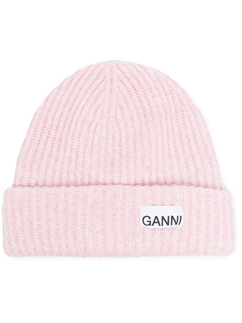Ganni Ganni Oversized Wool Rib Knit Beanie