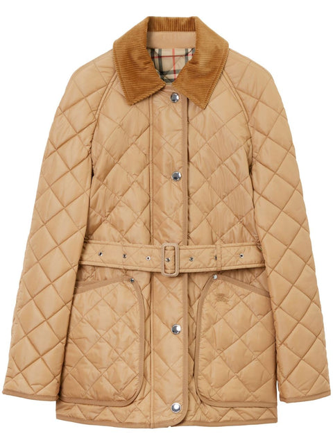 Burberry Burberry EKD-embroidered diamond-quilted jacket
