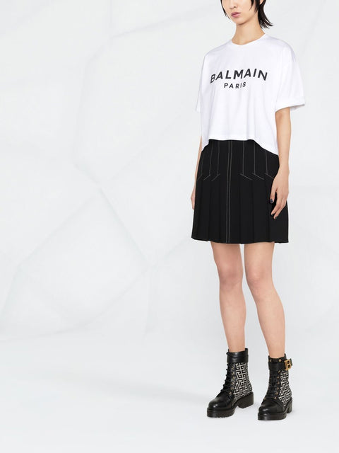 Balmain Balmain cropped logo print T-shirt