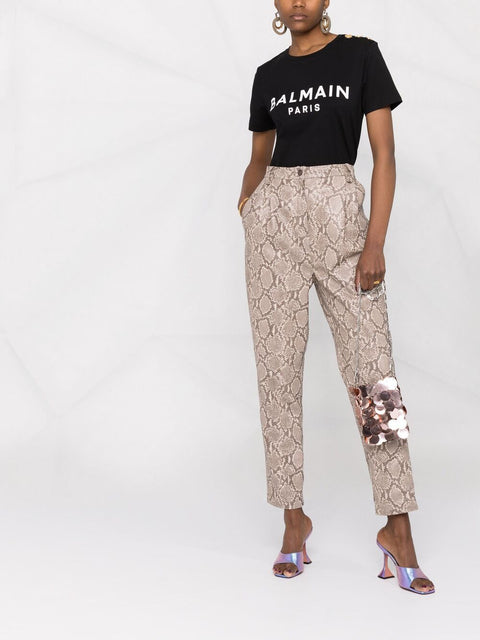 Balmain Balmain Logo Print Cotton T-shirt