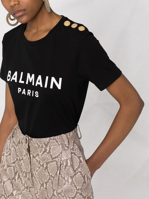 Balmain Balmain Logo Print Cotton T-shirt