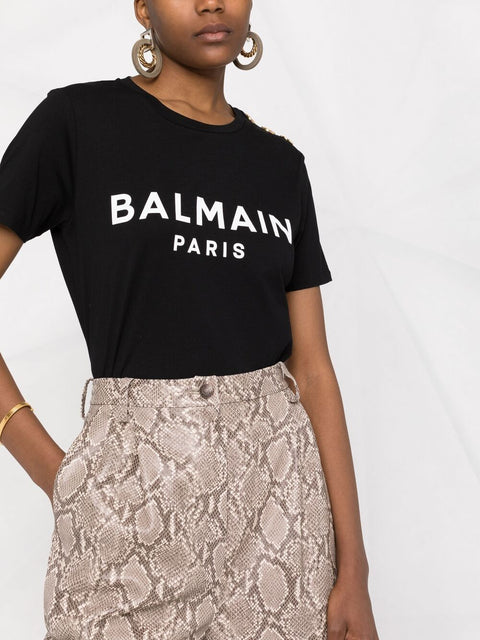 Balmain Balmain Logo Print Cotton T-shirt