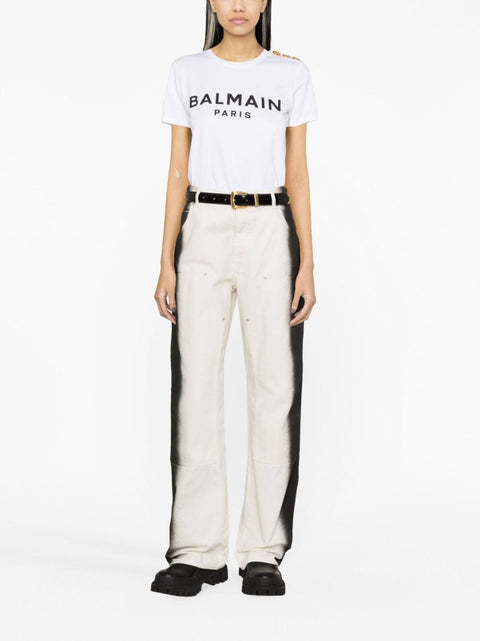Balmain Balmain Logo Print Cotton T-shirt