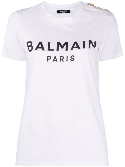 Balmain Balmain Logo Print Cotton T-shirt