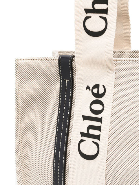 Chloè Chloè Chloé Woody logo-print tote bag