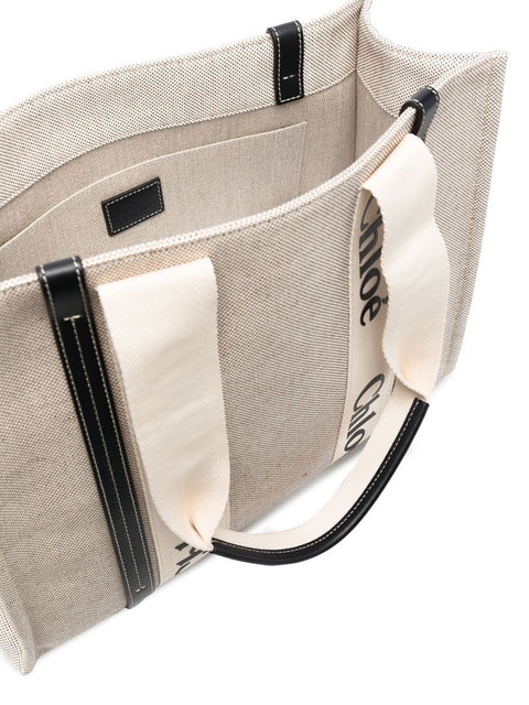 Chloè Chloè Chloé Woody logo-print tote bag