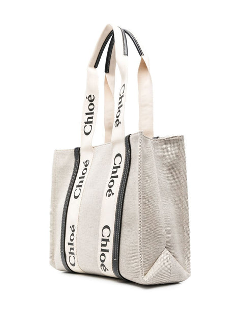 Chloè Chloè Chloé Woody logo-print tote bag