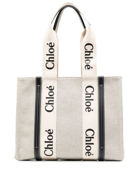 Chloè Chloè Chloé Woody logo-print tote bag