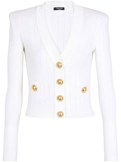 Balmain Balmain knitted V-neck cropped cardigan