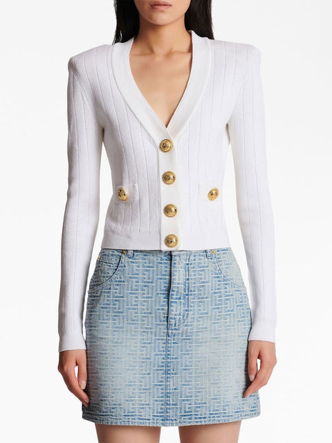 Balmain Balmain knitted V-neck cropped cardigan