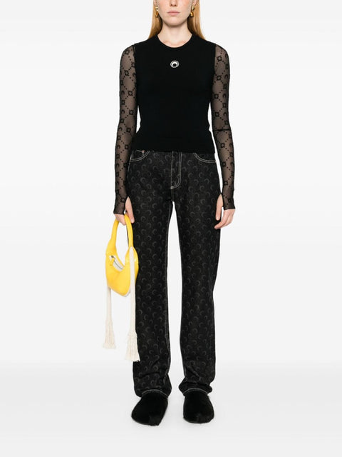 Marine Serre Marine Serre Crescent Moon-embroidered tank top