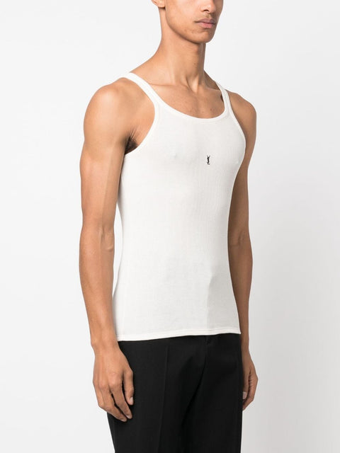 Saint Laurent Saint Laurent logo-embroidered ribbed tank top