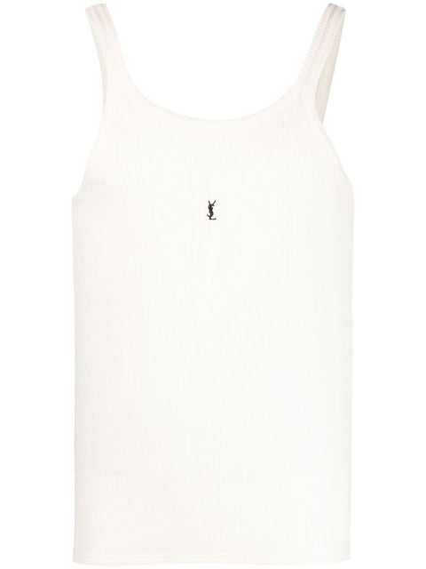 Saint Laurent Saint Laurent logo-embroidered ribbed tank top