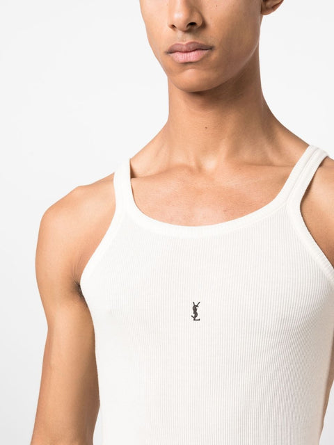 Saint Laurent Saint Laurent logo-embroidered ribbed tank top