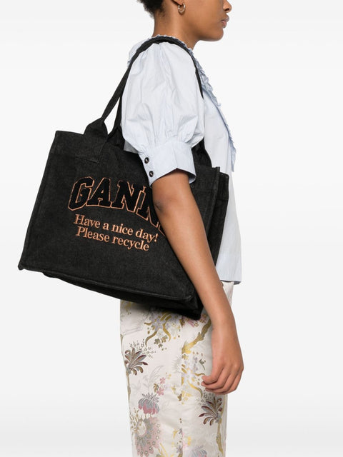 Ganni Ganni Large denim tote bag