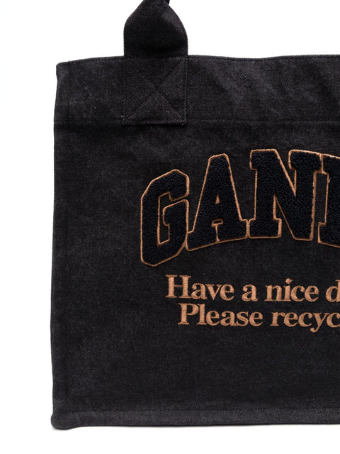 Ganni Ganni Large denim tote bag