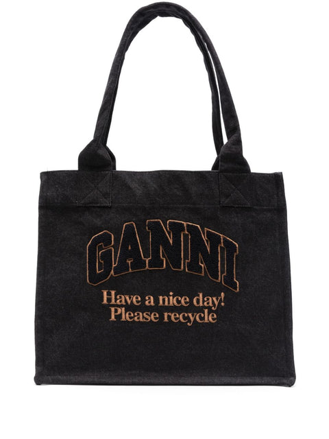 Ganni Ganni Large denim tote bag