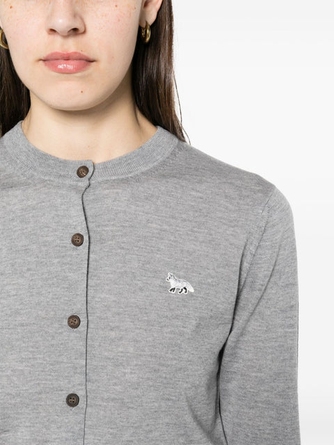 Maison Kitsune Maison Kitsune logo-embroidered wool cardigan