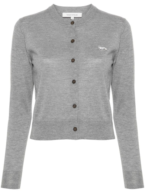 Maison Kitsune Maison Kitsune logo-embroidered wool cardigan