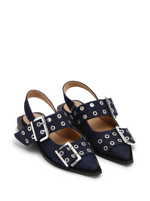 Ganni Ganni Denim Feminine Buckle Ballerinas