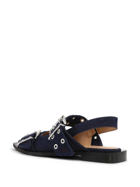 Ganni Ganni Denim Feminine Buckle Ballerinas