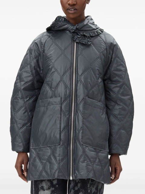 Ganni Ganni Shiny Quilt Midi Jacket